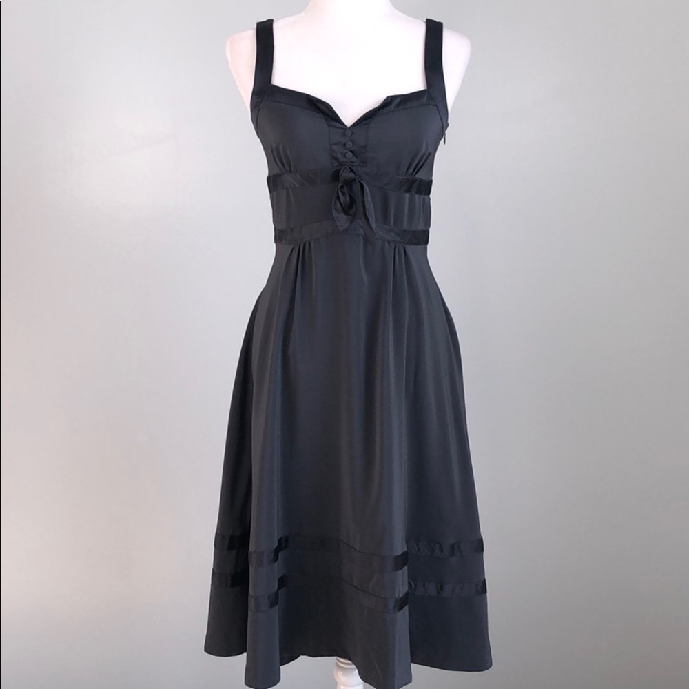 Marc Jacobs 100% Silk Midi Dress Button Bow Detail